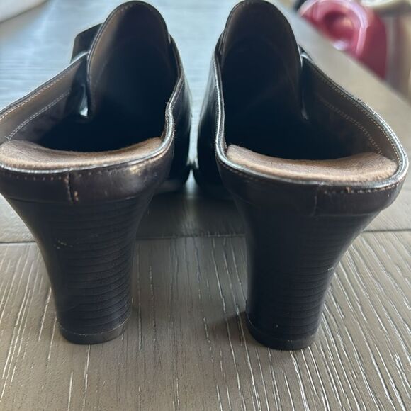 AEROSOLES Women’s Slip-On Mules Brown Faux Leather Pumps Square Toe Size 9M EUC - Picture 10 of 12